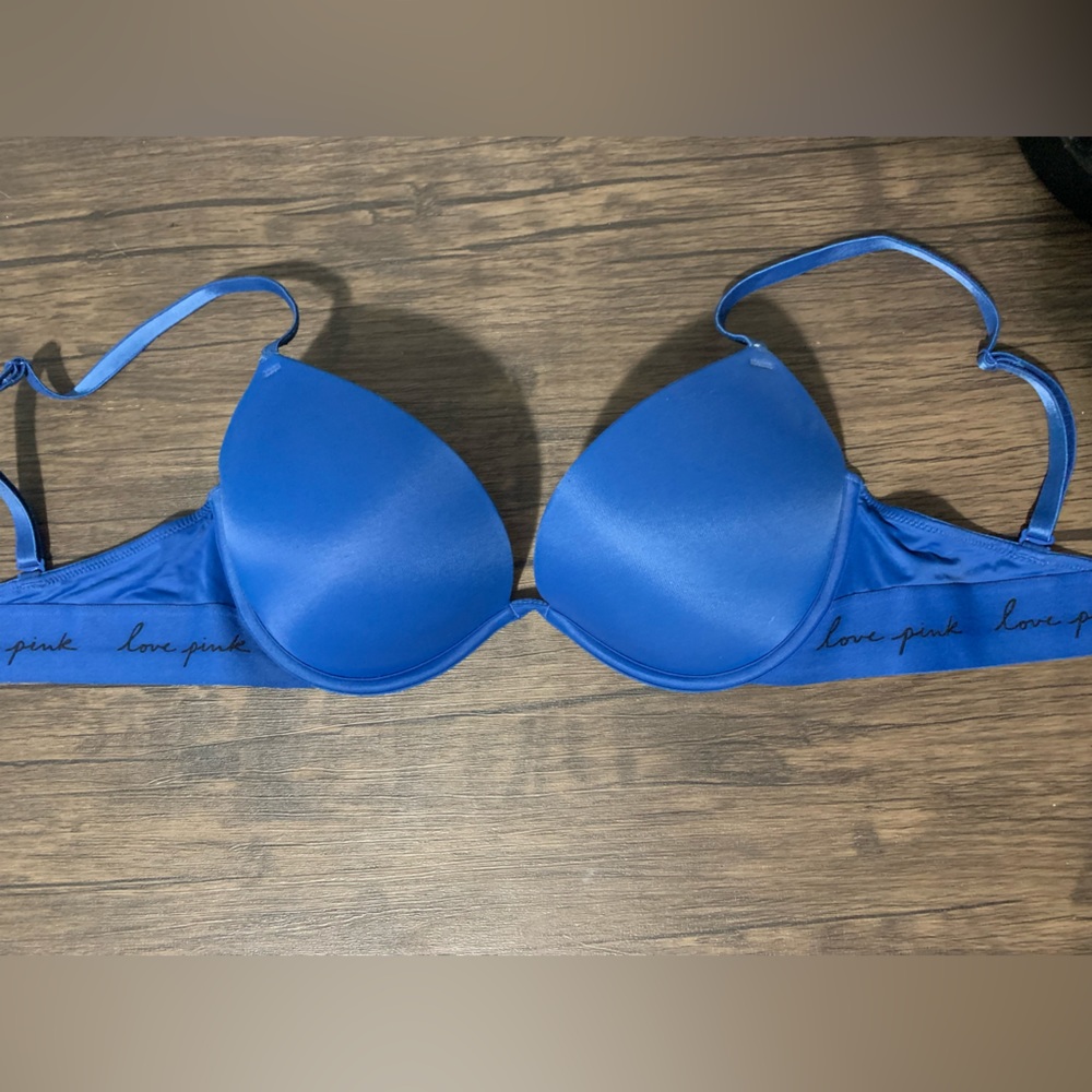 Pink Victoria Secret Blue Push-up Bra 32D